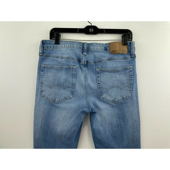 American Eagle 31x32 Skinny Jeans Raw Hem B44-02 Light Wash Mid Rise Flex - Picture 8 of 11